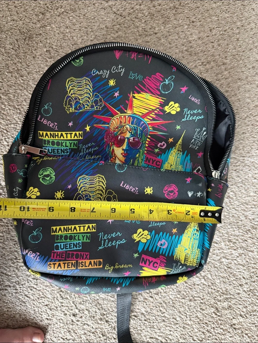 Titan Black Backpack with Neon Multicolor NYC Graffiti Print
